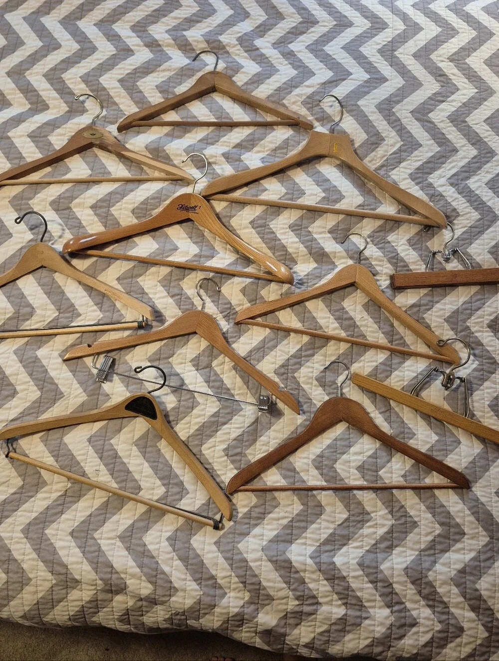 12pc. Vintage Wood Clothing Shirts/Pants Hanger Bundle